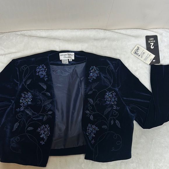 Adrianna Papell Royal Blue Square Neck Long Sleeve Gown with Jacket - Picture 10 of 15